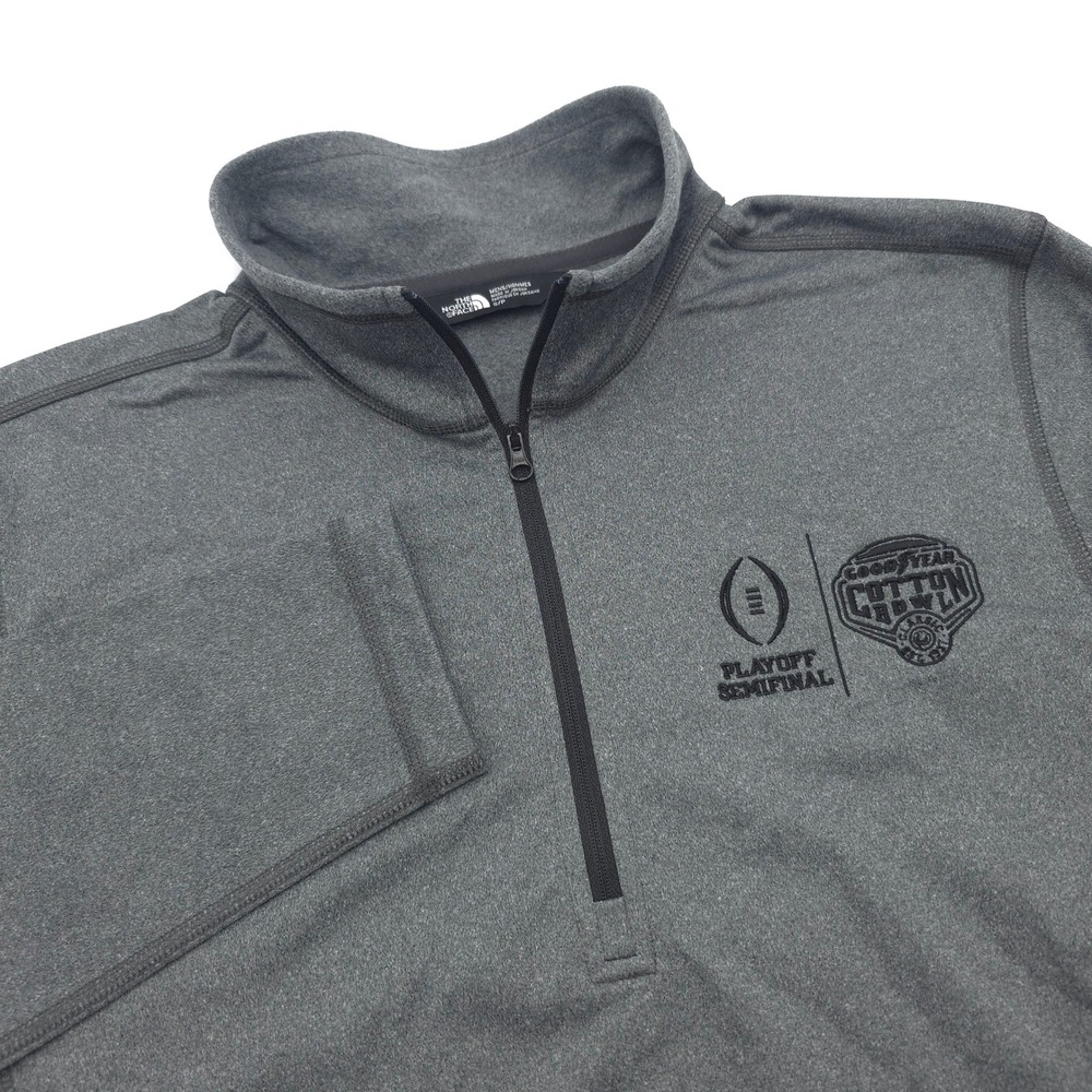 The North Face Mens Gray Cotton Bowl Playoff Semifinal 1/4 Zip Pullover Small